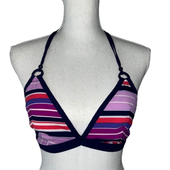 Change BIKINI TOP Halter purple striped pink purple - Picture 1 of 8